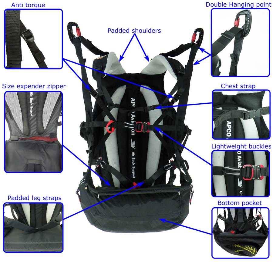 APCO アプコ　モーターパラグライダー　キャノピー&amp;ハーネス 2 Light Pilot Harness - Apco Aviation Ltd.